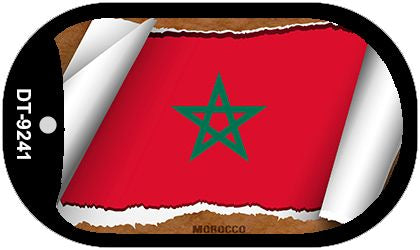 Morocco Flag Scroll Metal Novelty Dog Tag Necklace DT-9241
