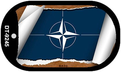 Nato Flag Scroll Metal Novelty Dog Tag Necklace DT-9245