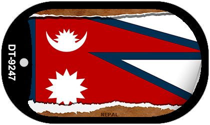 Nepal Flag Scroll Metal Novelty Dog Tag Necklace DT-9247