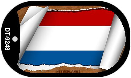 Netherlands Flag Scroll Metal Novelty Dog Tag Necklace DT-9248