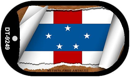 Netherlands-Antilles Flag Scroll Metal Novelty Dog Tag Necklace DT-9249