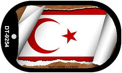 Northern Cyprus Flag Scroll Metal Novelty Dog Tag Necklace DT-9254
