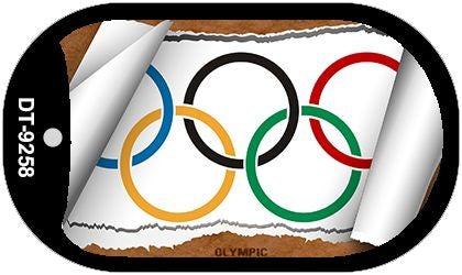 Olympic Flag Scroll Metal Novelty Dog Tag Necklace DT-9258