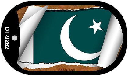 Pakistan Flag Scroll Metal Novelty Dog Tag Necklace DT-9262