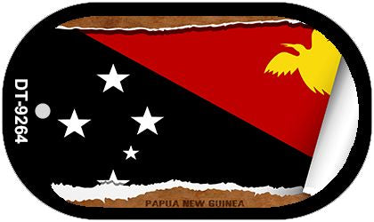 Papua New Guinea Flag Scroll Metal Novelty Dog Tag Necklace DT-9264