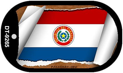 Paraguay-OBV Flag Scroll Metal Novelty Dog Tag Necklace DT-9265