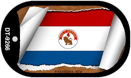 Paraguay-REV Flag Scroll Metal Novelty Dog Tag Necklace DT-9266
