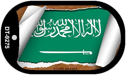 Saudi Arabia Flag Scroll Metal Novelty Dog Tag Necklace DT-9275