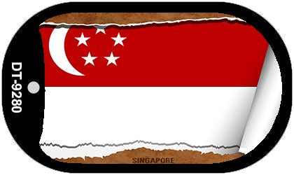 Singapore Flag Scroll Metal Novelty Dog Tag Necklace DT-9280