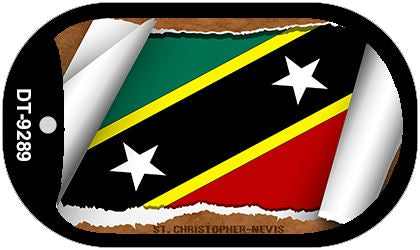 St Kitts-Nevis Flag Scroll Metal Novelty Dog Tag Necklace DT-9289