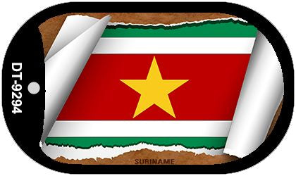 Suriname Flag Scroll Metal Novelty Dog Tag Necklace DT-9294