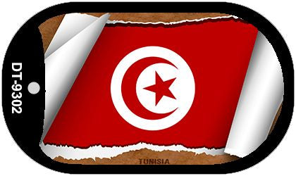 Tunisia Flag Scroll Metal Novelty Dog Tag Necklace DT-9302