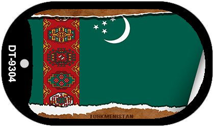 Turkmenistan Flag Scroll Metal Novelty Dog Tag Necklace DT-9304