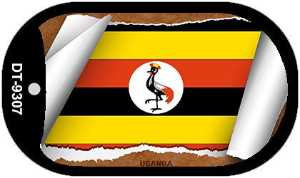 Uganda Flag Scroll Metal Novelty Dog Tag Necklace DT-9307