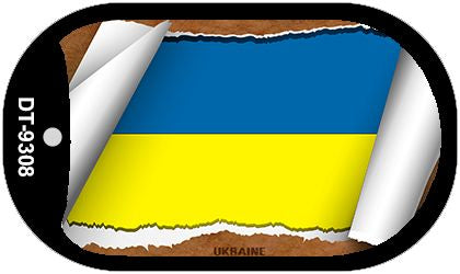 Ukraine Flag Scroll Metal Novelty Dog Tag Necklace DT-9308