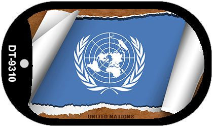 United Nations Flag Scroll Metal Novelty Dog Tag Necklace DT-9310