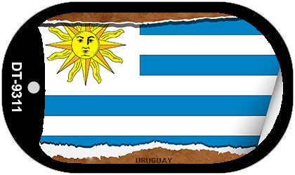 Uruguay Flag Scroll Metal Novelty Dog Tag Necklace DT-9311