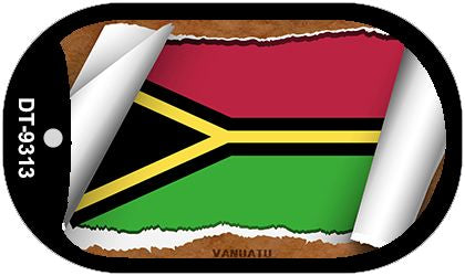 Vanuatu Flag Scroll Metal Novelty Dog Tag Necklace DT-9313