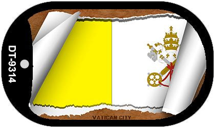 Vatican City Flag Scroll Metal Novelty Dog Tag Necklace DT-9314