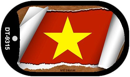 Vietnam Flag Scroll Metal Novelty Dog Tag Necklace DT-9315