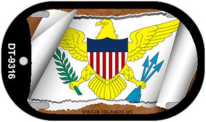 Virgin Islands US Flag Scroll Metal Novelty Dog Tag Necklace DT-9316