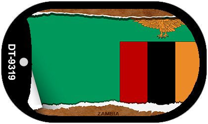 Zambia Flag Scroll Metal Novelty Dog Tag Necklace DT-9319