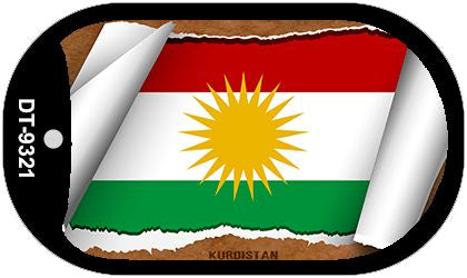 Kurdistan Flag Scroll Novelty Metal Dog Tag Necklace DT-9321