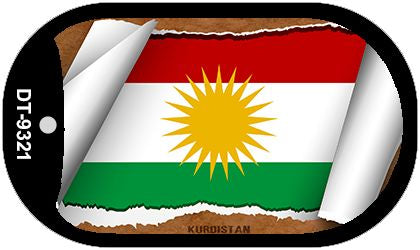Kurdistan Flag Scroll Metal Novelty Dog Tag Necklace DT-9321