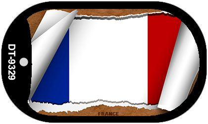 France Flag Scroll Metal Novelty Dog Tag Necklace DT-9329