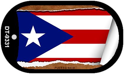 Puerto Rico Flag Scroll Metal Novelty Dog Tag Necklace DT-9331