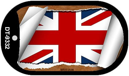 Britain Flag Scroll Metal Novelty Dog Tag Necklace DT-9332