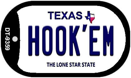 Hook'em Texas Novelty Metal Dog Tag Necklace DT-9359