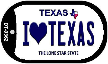 I Love Texas Novelty Metal Dog Tag Necklace DT-9362