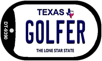 Golfer Texas Novelty Metal Dog Tag Necklace DT-9390