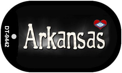 Arkansas Flag Script Novelty Metal Dog Tag Necklace DT-9442