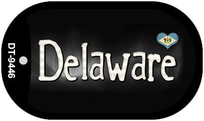 Delaware Flag Script Novelty Metal Dog Tag Necklace DT-9446