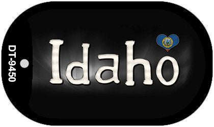 Idaho Flag Script Novelty Metal Dog Tag Necklace DT-9450