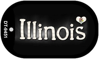 Illinois Flag Script Novelty Metal Dog Tag Necklace DT-9451