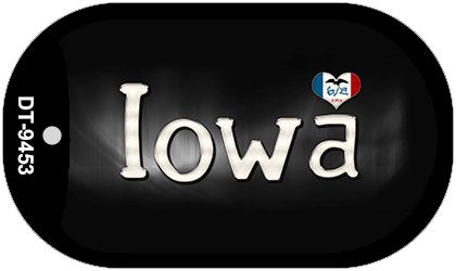 Iowa Flag Script Novelty Metal Dog Tag Necklace DT-9453