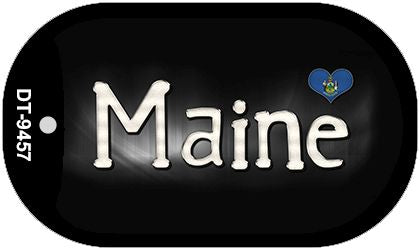 Maine Flag Script Novelty Metal Dog Tag Necklace DT-9457
