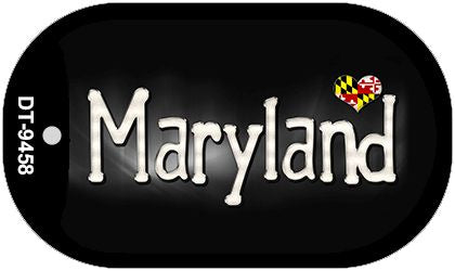 Maryland Flag Script Novelty Metal Dog Tag Necklace DT-9458