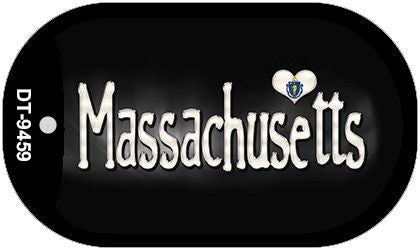 Massachusetts Flag Script Novelty Metal Dog Tag Necklace DT-9459