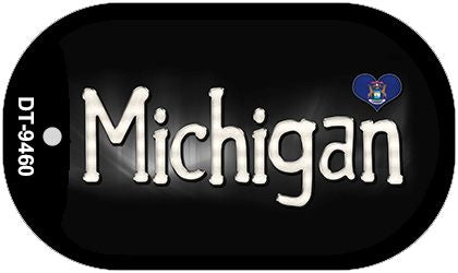 Michigan Flag Script Novelty Metal Dog Tag Necklace DT-9460