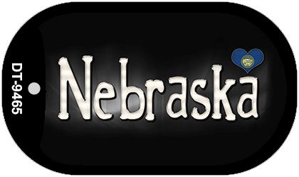Nebraska Flag Script Novelty Metal Dog Tag Necklace DT-9465