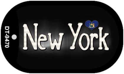 New York Flag Script Novelty Metal Dog Tag Necklace DT-9470