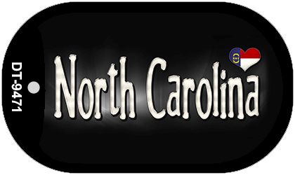 North Carolina Flag Script Novelty Metal Dog Tag Necklace DT-9471