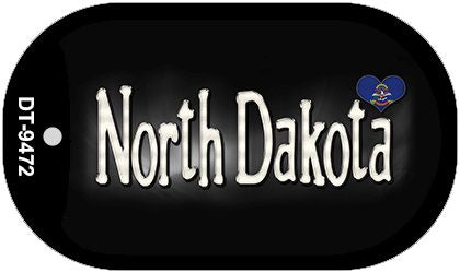 North Dakota Flag Script Novelty Metal Dog Tag Necklace DT-9472
