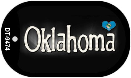 Oklahoma Flag Script Novelty Metal Dog Tag Necklace DT-9474