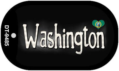 Washington Flag Script Novelty Metal Dog Tag Necklace DT-9485