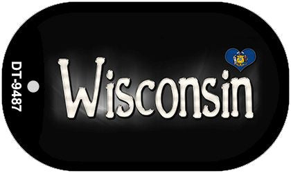 Wisconsin Flag Script Novelty Metal Dog Tag Necklace DT-9487